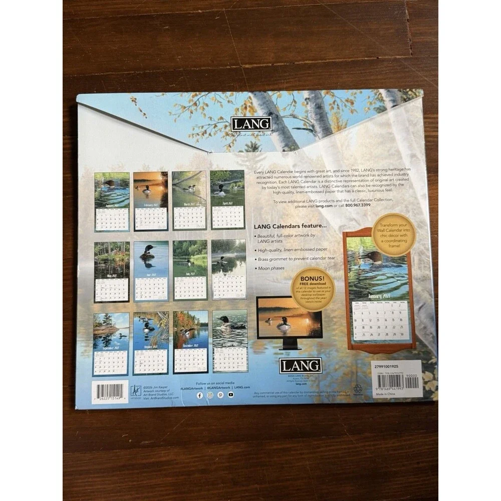 Lang Brands, Loons on the Lake 2027 Wall Calendar by Jim Kasper